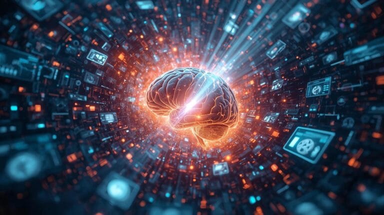 Brain overcoming digital distractions to regain focus and concentration