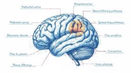 Brain science diagram showing neural filtering for effective focus techniques.