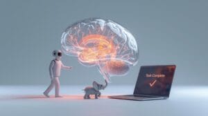 AI productivity tools helping a human brain overcome procrastination and boost focus.