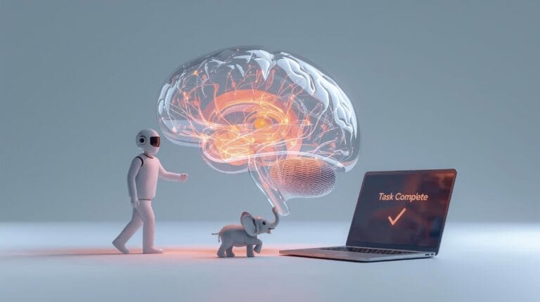 AI productivity tools helping a human brain overcome procrastination and boost focus.