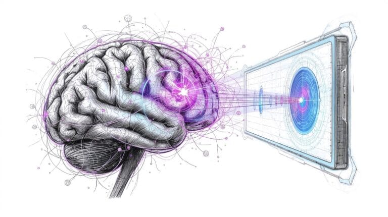Glowing brain with AI interface for improving focus