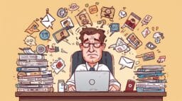 Illustration of digital distractions hindering focus techniques in modern life.