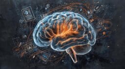 Neuroscience-based focus techniques conquering digital distractions in a glowing brain illustration.