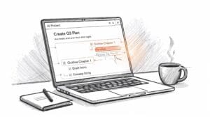 AI productivity tool like NeuroBoost AI breaking down a complex project into simple steps