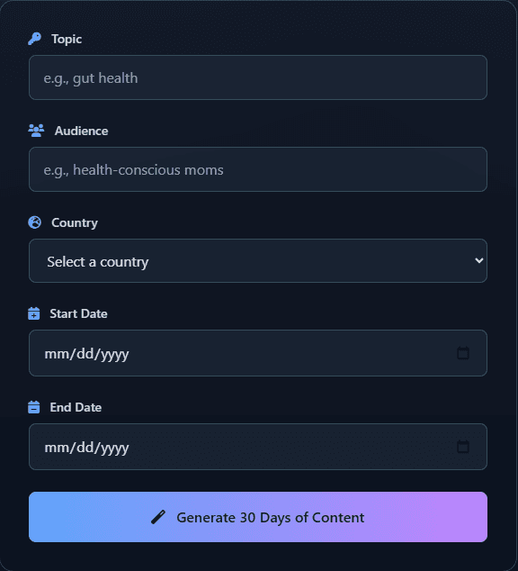30 days of social content generator